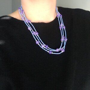Purple Sparkle Bead Dragonfly Necklace